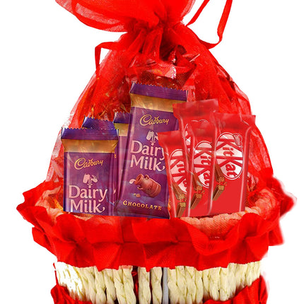Midiron Valentines Day Unique Gift for Girlfriend/Boyfriend| Romantic Gift for Valentine's Week-Red Basket with Chocolate Basket, Artificial Red Rose & Love Greeting Card - Midiron