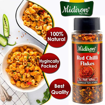 Red Chilli Flakes – Spicy & Flavorful Crushed Chilli Seasoning – Ideal for Pizza, Pasta, Indian Cooking, Marinades & Spicy Recipes - Midiron