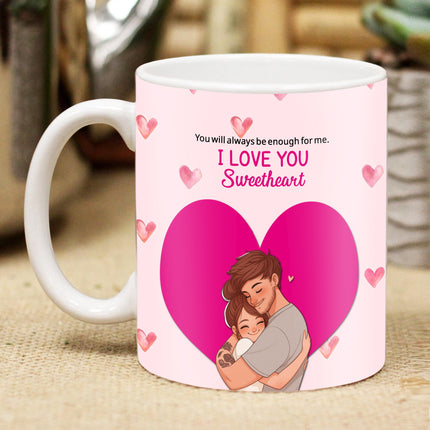 Karwa Chauth Printed Coffee Mug Gift for Wife - Love Coffee Mug for Her, Romantic Printed Mug for Partner on karwa Chauth