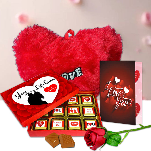 Love Gift Set for Girlfriend & Wife | Romantic Chocolate Gift for Loved One | Valentine’s Day Surprise Hamper with Sweet Treats & Heartfelt Love