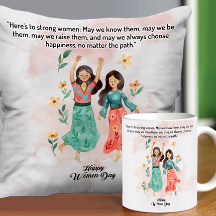 Special Women's Day Gift - Mug & Cushion Set for Her - Soft, Durable, and Thoughtful Gift
