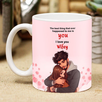 Karwa Chauth Printed Coffee Mug Gift for Wife - Love Coffee Mug for Her, Romantic Printed Mug for Partner on karwa Chauth