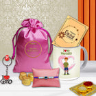 Creative rakhi with mixed materials,Trendy rakhi for fashionable brother,Rakhi with auspicious symbols,Designer rakhi for bhaiya
