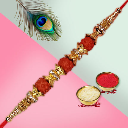 Rakhi designed with delicate floral patterns and pastel colors, perfect for a joyful celebration.