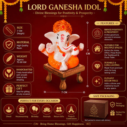 Delightful Bhai Rakhi Hamper with Traditional Thread Design, Premium Raksha Celebration Pack Including Ganesh Idol, Greeting Message Card, Sacred Ceremony Accessories