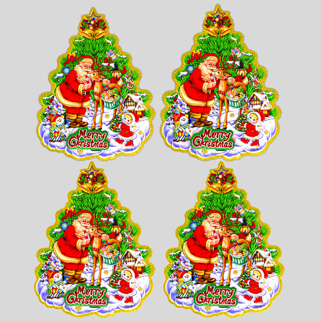 Merry Christmas Decoration Stickers | Colorful Xmas Stickers for Walls, Windows & Gifts | Perfect for Christmas & New Year Party Decoration-Pack of 4