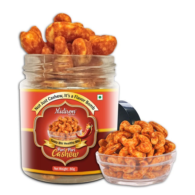 Roasted Masala Cashews - Tasty Masala Cashews Snack for Tea-Time, Travel, Parties & Everyday Crunchy Munching (80 Grams)