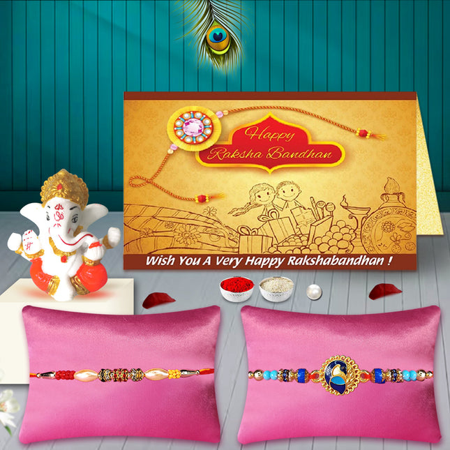 Ganesh Rakhi Combo Pack – Handmade Rakhi Set for Brother, Spiritual Raksha Bandhan Gift