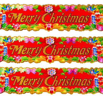 Merry Christmas Stickers for Wall, Window & Gift Wrapping | Self-Adhesive Xmas Stickers for Christmas Party and New Year Decoration-Pack of 2