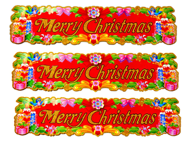 Merry Christmas Stickers for Wall, Window & Gift Wrapping | Self-Adhesive Xmas Stickers for Christmas Party and New Year Decoration-Pack of 2