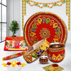 Elegant Karwa Chauth Stainless Steel Pooja Thali Set, Karwachauth Thali with Chalni, Lota & Glass, Festival Puja Essentials for Married Women