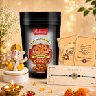 Premium Rakhi Gift for Brother, Raksha Bandhan Cashew Gift Combo with 1 Designer Rakhi, Peri Peri Cashew, Ganesh Statue, Rakhi Card and Roli Akshat, Fancy Healthy Bhaiya Celebration Pack