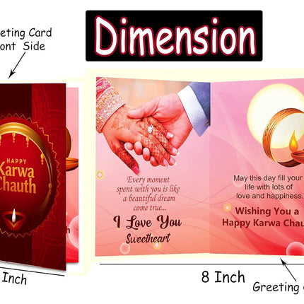 Greeting card with dimensions labeled on a white background