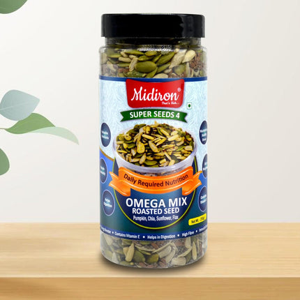 Omega Mix Roasted Seeds Superfood Blend (250g) – High in Omega-3, Protein & Fiber - Midiron