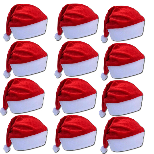 Classic Santa Cap for Christmas Party | Red Velvet Xmas Hat for Kids & Adults | Perfect Holiday Accessory for Family Gatherings, School Celebrations, Office Events & Gift Giving | Soft, Comfortable Festive Cap