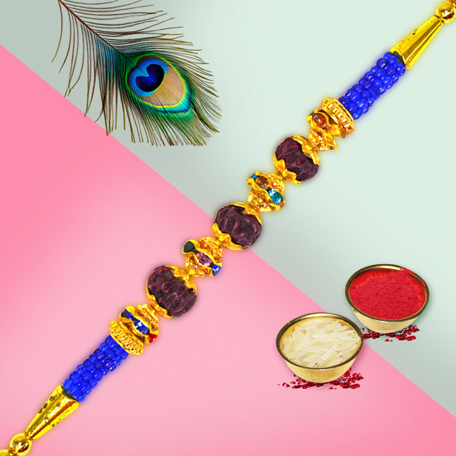 Decorative rakhi with charm element,Brother rakhi with designer charm,Designer rakhi with beads and lace
