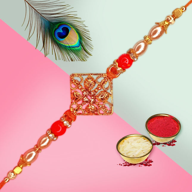 Fancy rakhi thread for brother,Traditional Indian designer rakhi,Colorful rakhi with floral pattern
