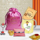Hand-tied rakhi with designer look,Designer rakhi with artistic flair,Rakhi with double thread style,Premium rakhi with ethnic art
