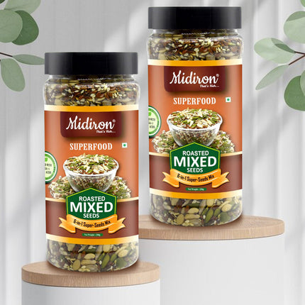 Roasted Mix Seeds - 6-in-1 Super Seeds Mix (250g) - High-Protein, Fiber-Rich Snack for Weight Loss, Energy Boost & Digestive Health - Midiron