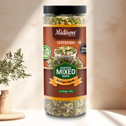 Roasted Mix Seeds – 6-in-1 Super Seeds Mix – High Protein, Omega-3 Rich, Fiber-Packed Healthy Snack - Midiron