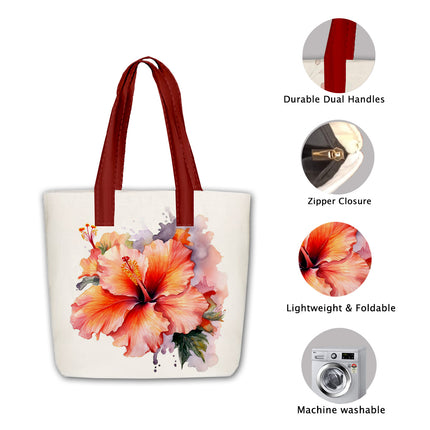 Tote bag with floral design and features highlighted on a white background
Tote Bag for Travel Women
Tote Bag with Multiple Pockets