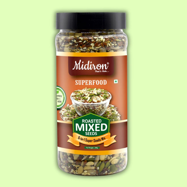 Roasted MIx Seeds | 6-in-1 Super Seeds Mix(250g) - Midiron