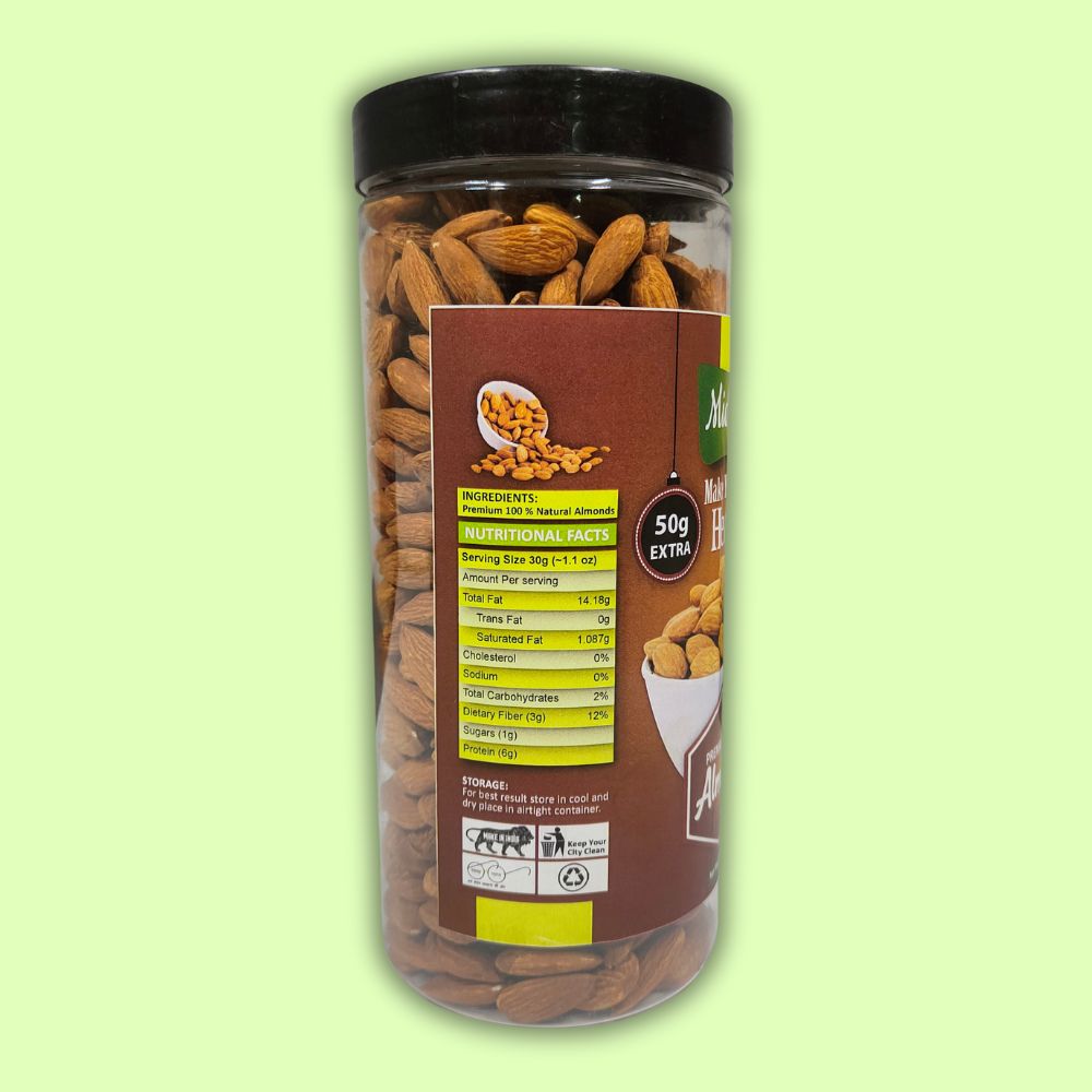 Natural Premium Whole Raw Almonds Almonds  (550 g)