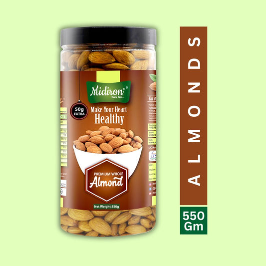 Natural Premium Whole Raw Almonds Almonds  (550 g)