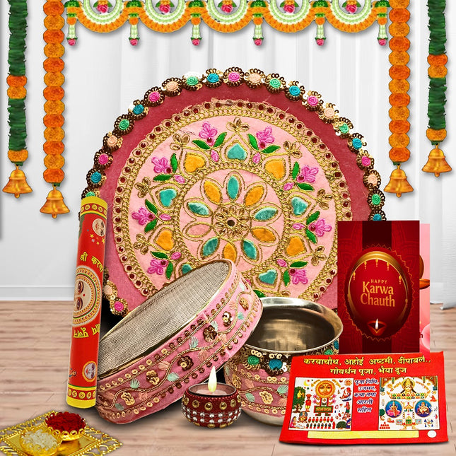 ethnic karwa chauth thali for ladies
elegant karwa chauth pooja thali
fancy karwa chauth thali