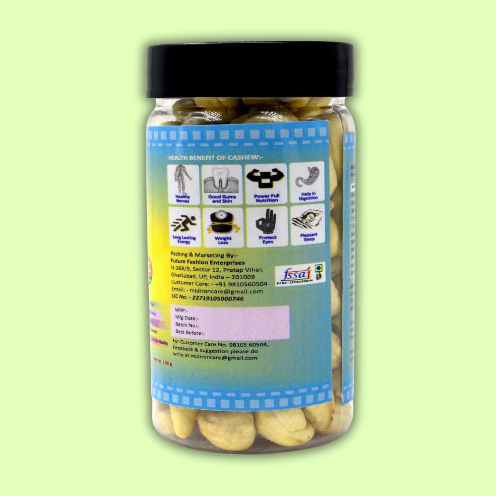 Natural Premium Whole Raw Cashew in Jar Cashews  (100 g)