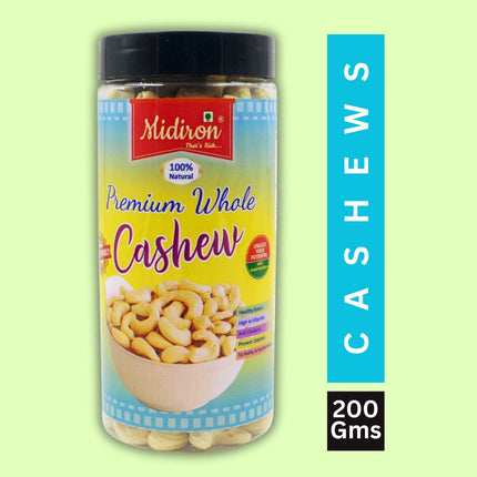 Natural Premium Plain Raw Cashews ( 200 Gm ) Cashews  (200 g) - Midiron