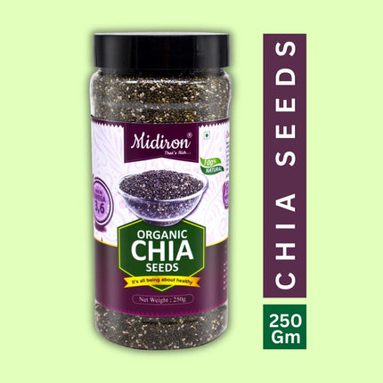 Natural Raw Chia Whole Seeds 250gm - Midiron