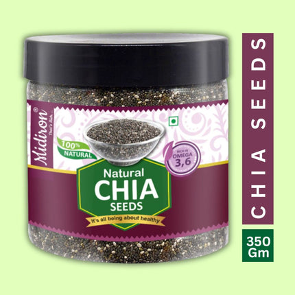Natural Raw Chia Whole Seeds 350gm - Midiron
