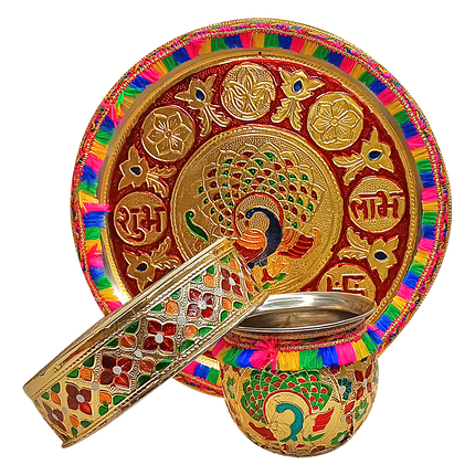 beautiful karwa chauth thali
karwa chauth thali complete set
karwa chauth thali with chalni
karwa chauth thali stainless steel