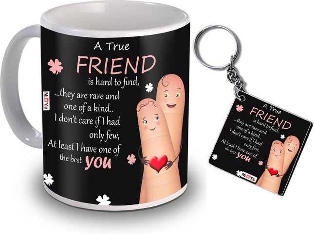 Birthday Gift for Friend - Coffee Mug and Keychain Combo - Unique Friendship Gift Idea for Best Friend Male or Female