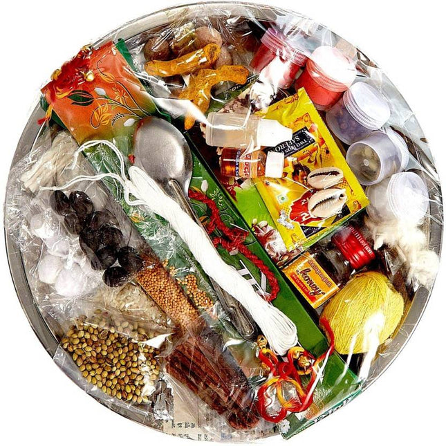 31-Piece Steel Puja Kit - Complete Pooja Set with Diya, Bell & Spoon - Rustproof Hindu Worship Items for Home, Temple & Gifts