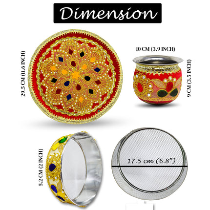 karwa chauth festival thali
karwachauth puja thali
karwa chauth thali for rituals
karwa chauth gift thali