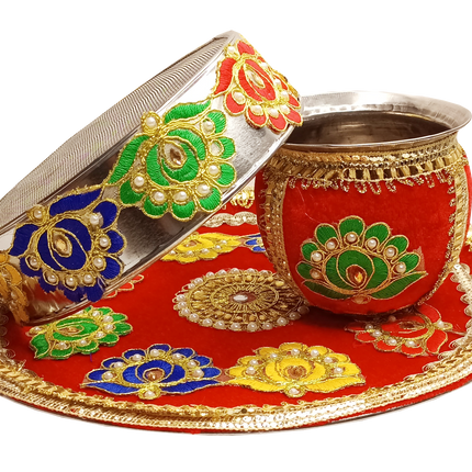 best karwa chauth pooja thali for wife
designer karwa chauth thali with chalni
ethnic karwa chauth pooja thali set online
karwa chauth pooja thali full set stainless steel