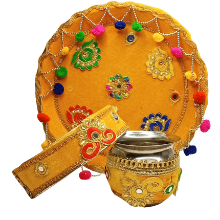 karwa chauth thali with decoration
karwa chauth complete pooja set
karwa chauth thali with accessories
karwa chauth thali gift set