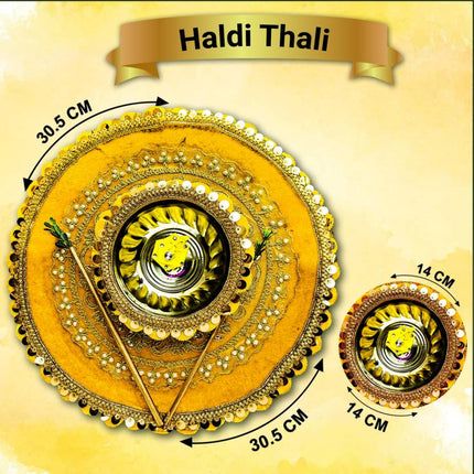 best haldi thali for pre wedding 
haldi thlai with stick