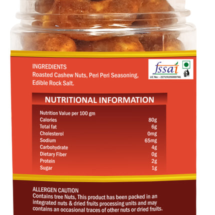 Roasted Cashew with Masala
Protein Rich Cashew Snack
Peri Peri Masala Cashews