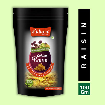 Natural Golden Raisin (Kismish) Raisins  (100 g) - Midiron