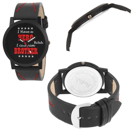 stylish black analog watch, gift for brother