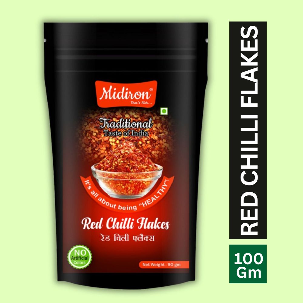 Midiron Red Chilli flakes pack of 90 gm